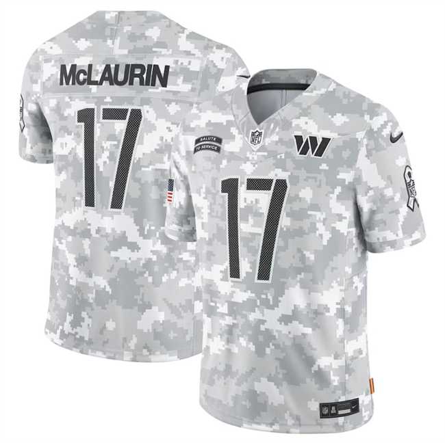 Mens Washington Commanders #17 Terry McLaurin 2024 Arctic Camo Salute To Service Limited Stitched Jersey Dyin